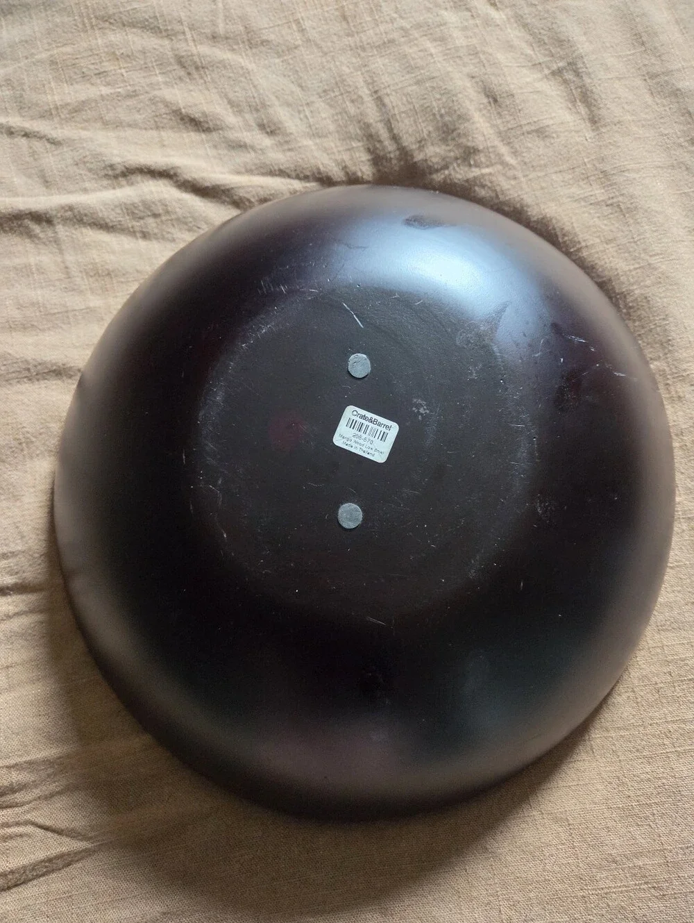 Crate & Barrel Modern Dark Wood Low Bowl / Catchall Tray